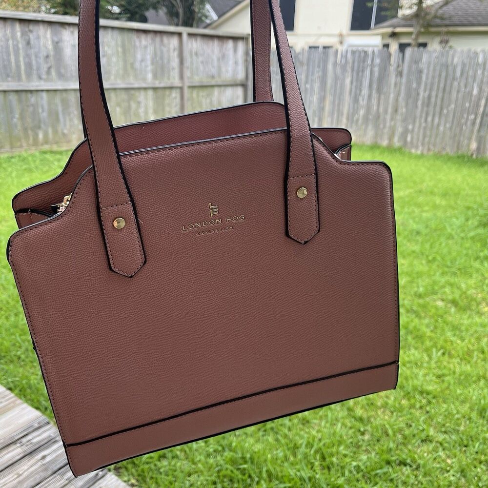 London Fog Collection Condon Tote Bag Muted Pink Mauve Saffiano Faux Leather